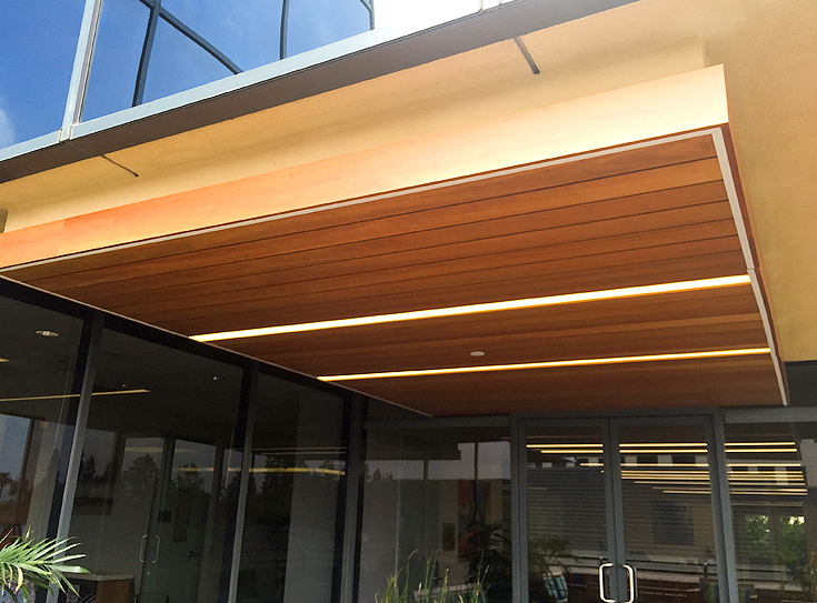 Linear Wood Outdoors - Entry way at an Orange County, CA medical center